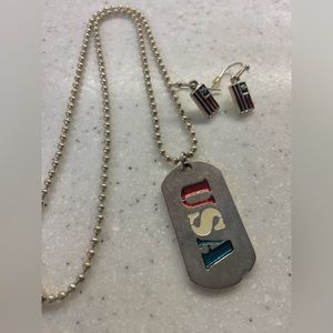 Patriotic Necklace & Earring Set